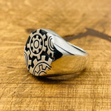 Bague engrenage steampunk industrielle mécanique pour homme en argent sterling fait main turc