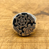 Bague engrenage steampunk industrielle mécanique pour homme en argent sterling fait main turc