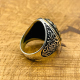 Men's Handcrafted 925 Sterling Silver Green Peridot Oval Ring - Bold Statement Gift