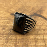 خاتم رجالي من الفضة الإسترلينية 925 مصنوع يدويًا بحجر العقيق الأسود