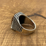 خاتم رجالي من الفضة الإسترلينية 925 مصنوع يدويًا بحجر زركون أحمر