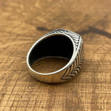 خاتم رجالي من الفضة الإسترلينية 925 مصنوع يدويًا بحجر العقيق الأسود