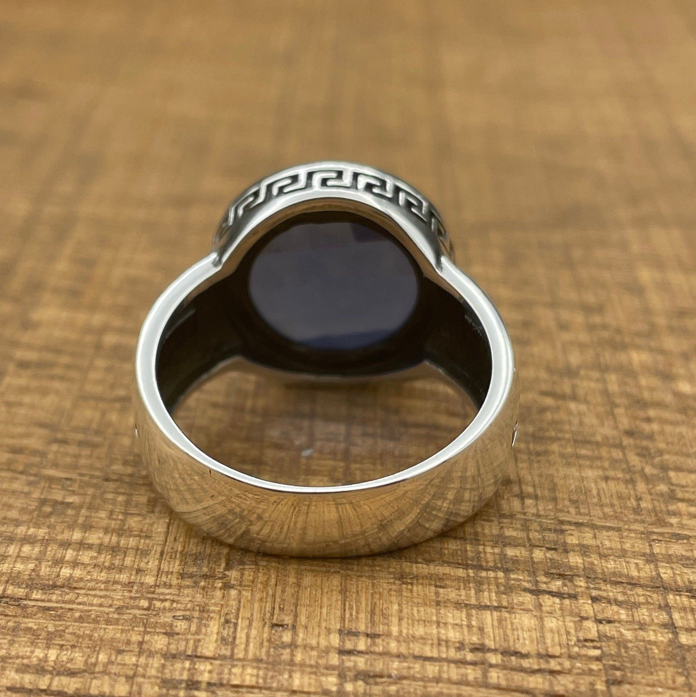 Handmade 925 Sterling Silver Oval Blue Zircon Ring for Men & Women | Minimalist Unisex Gift