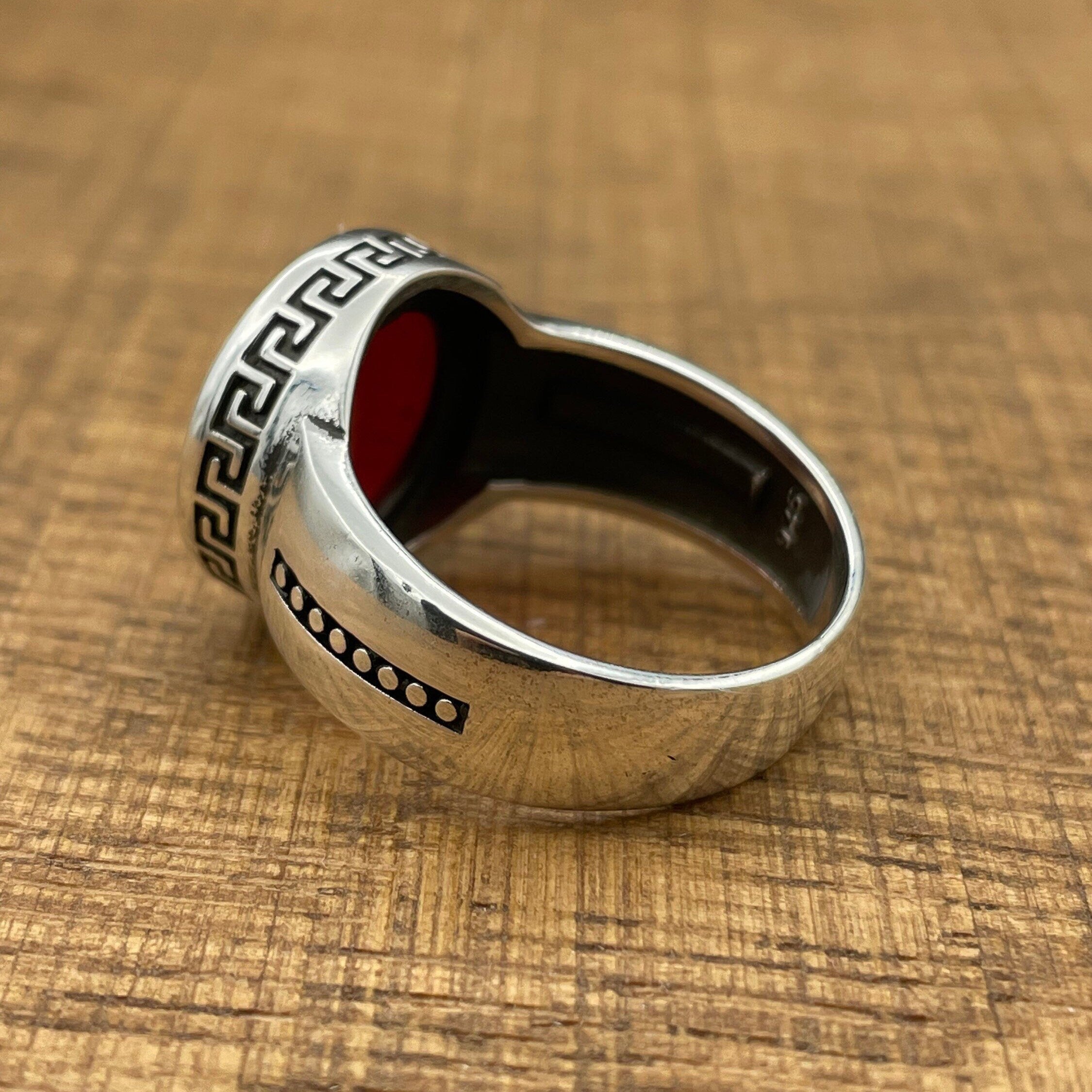 خاتم بيضاوي من العقيق الأحمر من الفضة الإسترلينية 925، يدوي الصنع، بسيط، للجنسين - هدية أنيقة وعصرية