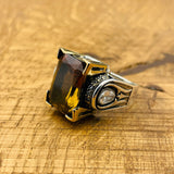 خاتم زولتانيت تركي يدوي الصنع من الفضة الإسترلينية - حجر كريم سحري يغير لونه للنساء