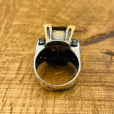 خاتم زولتانيت تركي يدوي الصنع من الفضة الإسترلينية - حجر كريم سحري يغير لونه للنساء