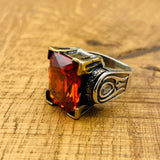 Turkish Handmade 925 Sterling Silver Ruby Ring with Ottoman Design for Women