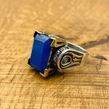Turkish Handmade Sterling Silver Blue Tourmaline Ring for Women