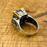 Turkish Handmade Sterling Silver Blue Tourmaline Ring for Women