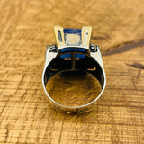 Turkish Handmade Sterling Silver Blue Tourmaline Ring for Women