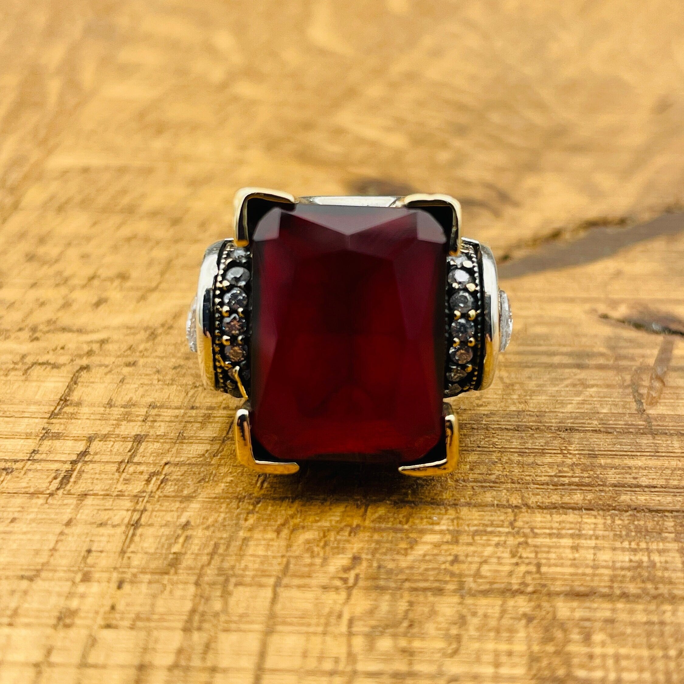Exquisite Handmade Ottoman Style Ruby Ring - 925 Sterling Silver for Women