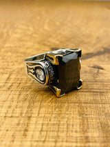 خاتم عثماني من الفضة الإسترلينية والجزع مصنوع يدويًا للنساء | مجوهرات تركية أصلية من الحرفيين