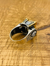 خاتم تركي عثماني يدوي الصنع من حجر السترين للنساء | مجوهرات بيان من الفضة الإسترلينية 925 هدية