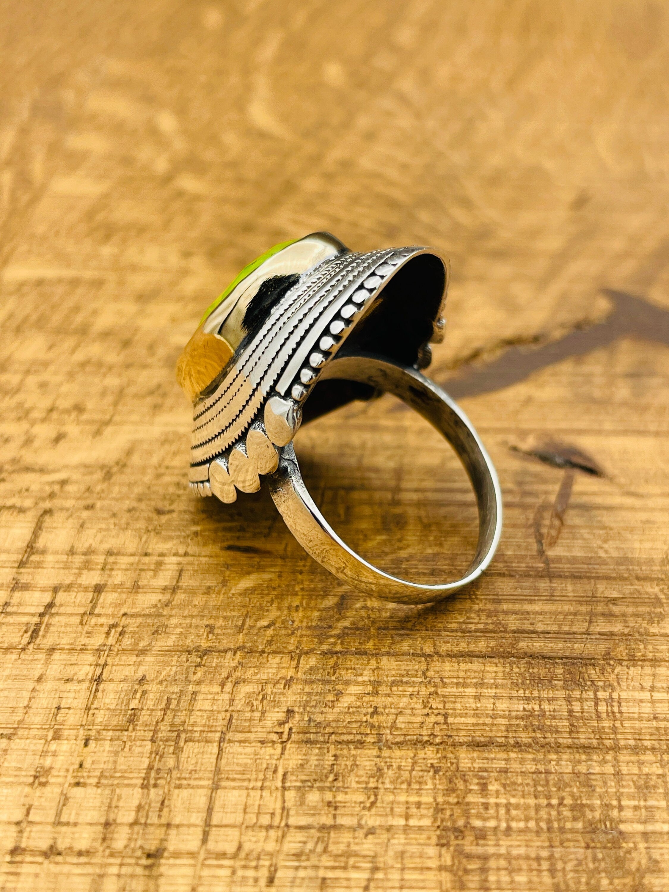 خاتم حجر تورمالين بارايبا من الفضة الإسترلينية 925 مصنوع يدوياً تركي - هدية مجوهرات أنيقة وبارزة