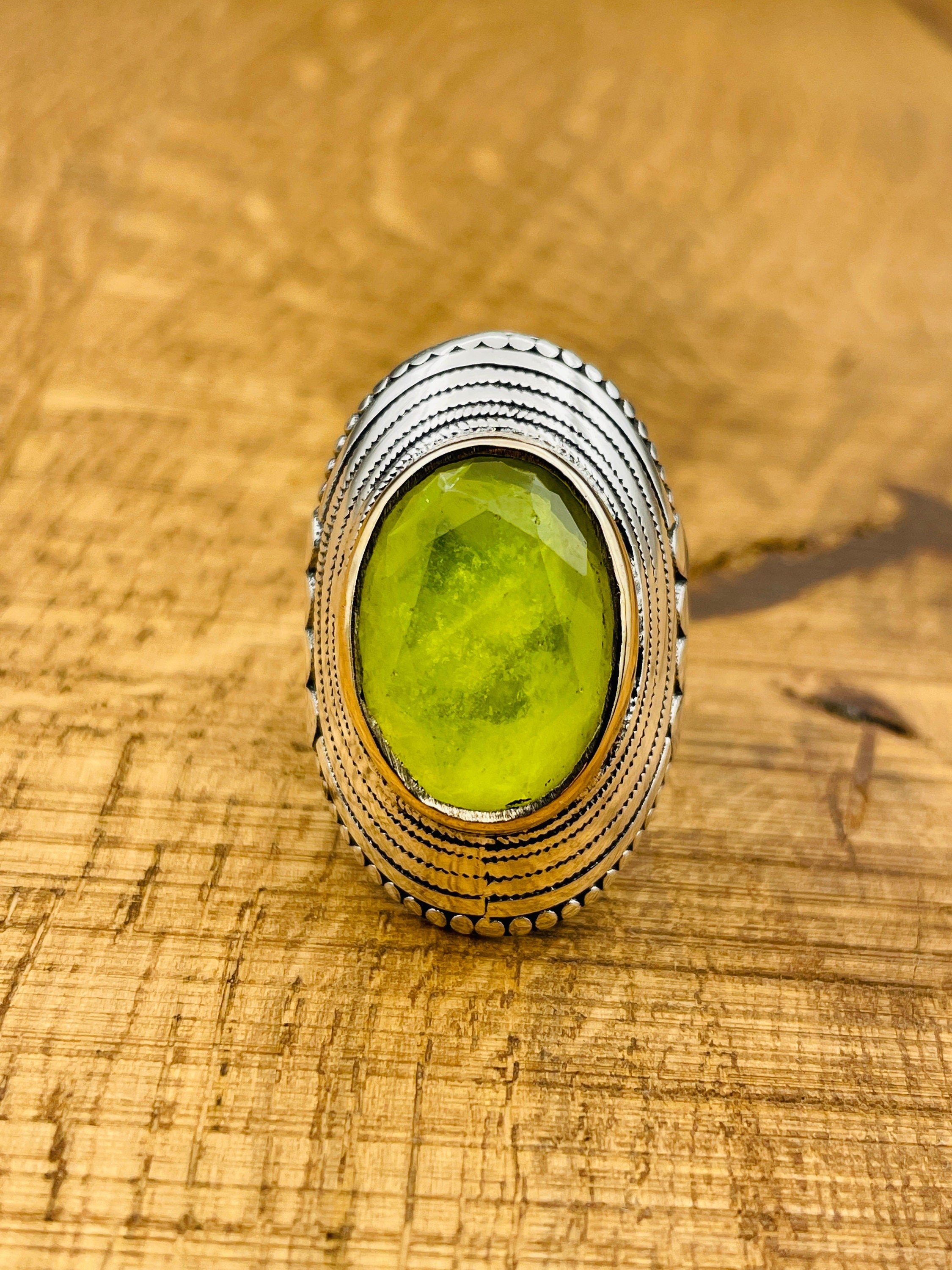 خاتم حجر تورمالين بارايبا من الفضة الإسترلينية 925 مصنوع يدوياً تركي - هدية مجوهرات أنيقة وبارزة