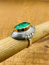 خاتم فضة استرلينية بلون أخضر بارايبا النابض بالحياة - مجوهرات بيان يدوية الصنع على الطراز العثماني