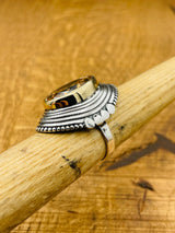 Elegant Ottoman Style Champagne Citrine Ring - 925 Sterling Silver & 20x30mm Stone