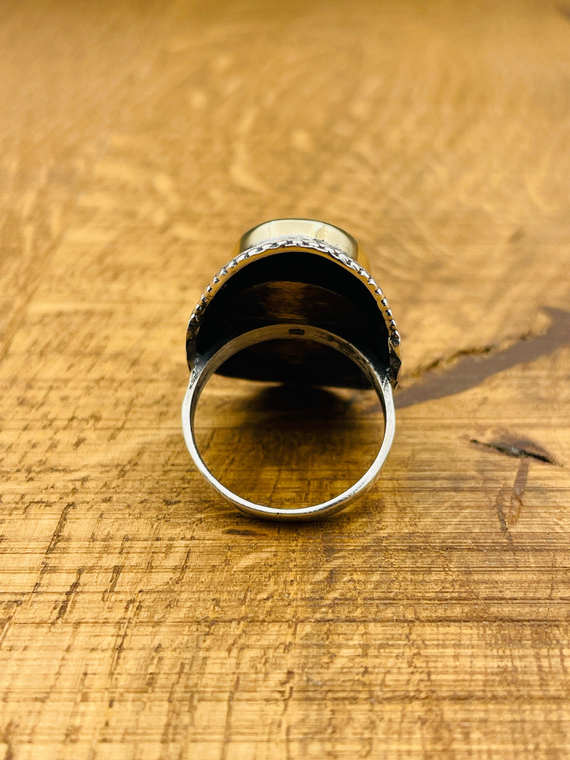 Elegant Ottoman Style Champagne Citrine Ring - 925 Sterling Silver & 20x30mm Stone