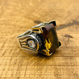 خاتم زولتانيت تركي يدوي الصنع من الفضة الإسترلينية - حجر كريم سحري يغير لونه للنساء