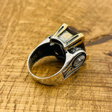 خاتم زولتانيت تركي يدوي الصنع من الفضة الإسترلينية - حجر كريم سحري يغير لونه للنساء