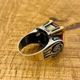 Turkish Handmade 925 Sterling Silver Ruby Ring with Ottoman Design for Women