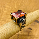 Turkish Handmade 925 Sterling Silver Ruby Ring with Ottoman Design for Women