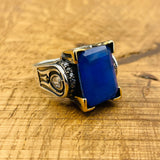 Turkish Handmade Sterling Silver Blue Tourmaline Ring for Women