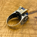 Turkish Handmade Sterling Silver Blue Tourmaline Ring for Women