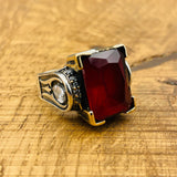 Exquisite Handmade Ottoman Style Ruby Ring - 925 Sterling Silver for Women