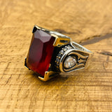 Exquisite Handmade Ottoman Style Ruby Ring - 925 Sterling Silver for Women