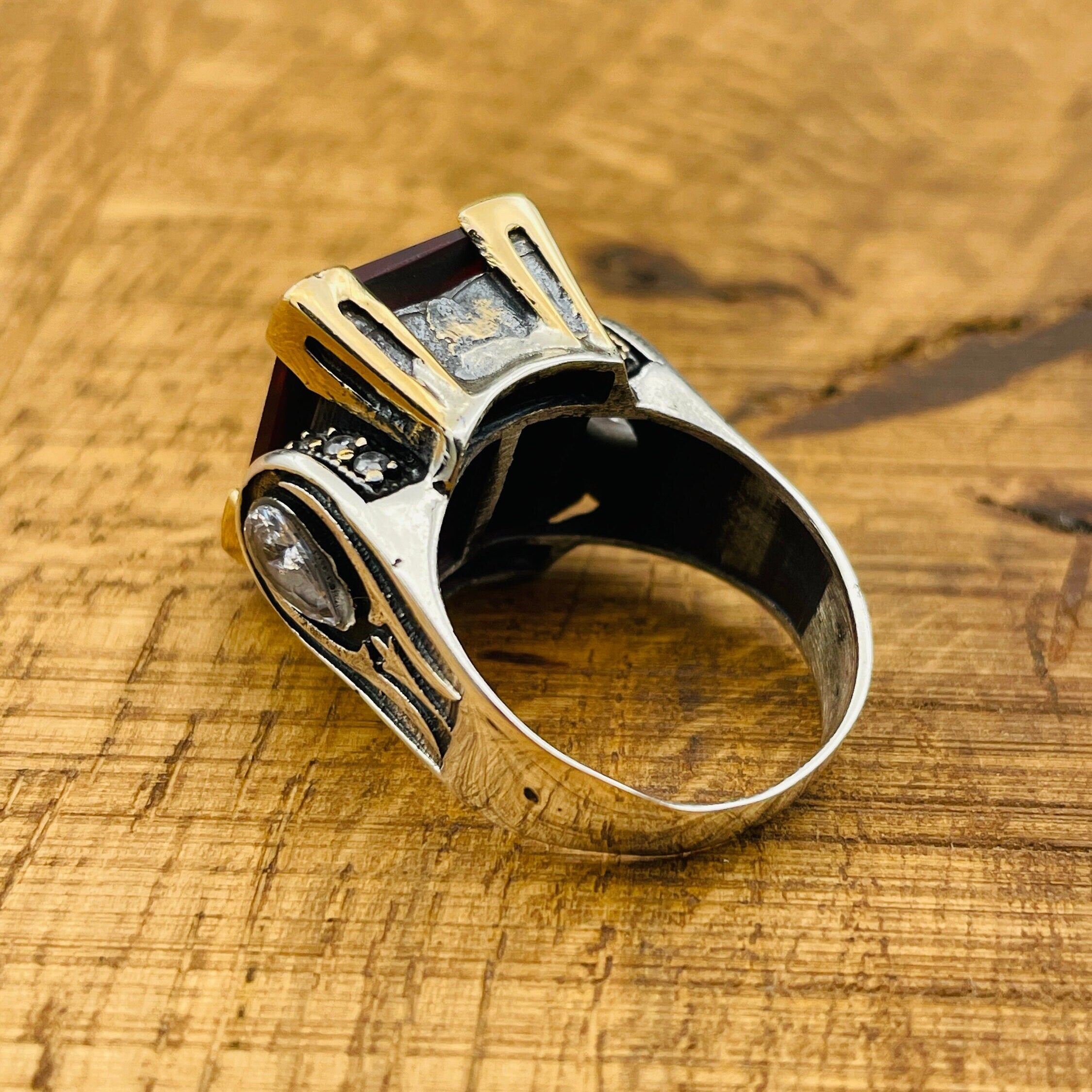 Exquisite Handmade Ottoman Style Ruby Ring - 925 Sterling Silver for Women