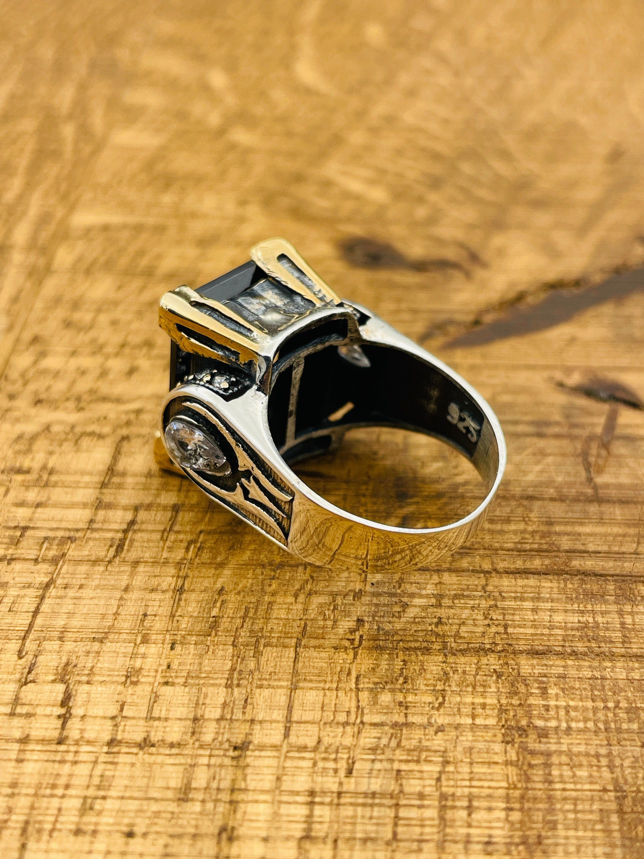 خاتم عثماني من الفضة الإسترلينية والجزع مصنوع يدويًا للنساء | مجوهرات تركية أصلية من الحرفيين