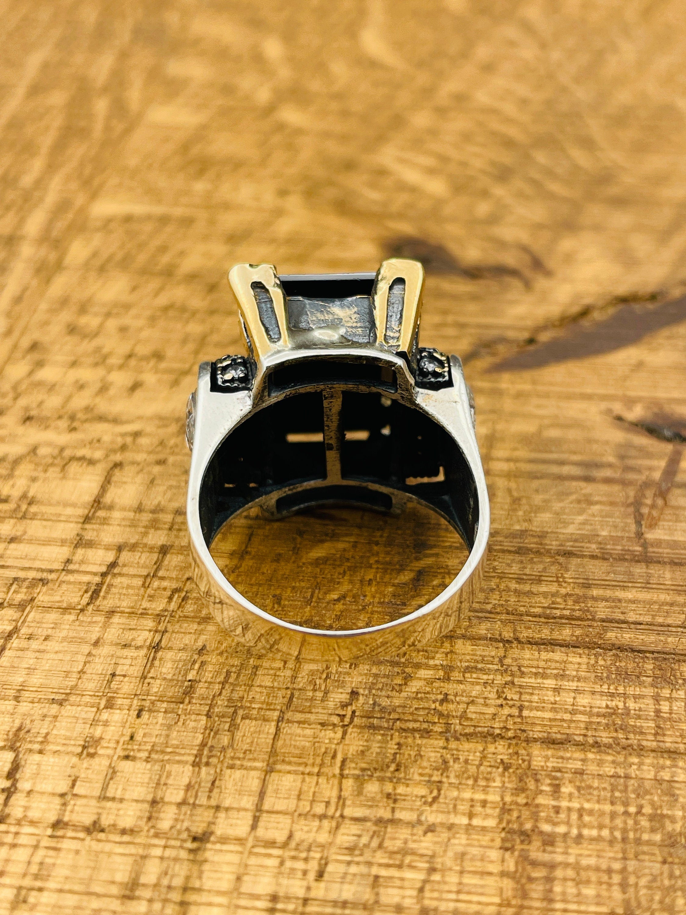 خاتم عثماني من الفضة الإسترلينية والجزع مصنوع يدويًا للنساء | مجوهرات تركية أصلية من الحرفيين