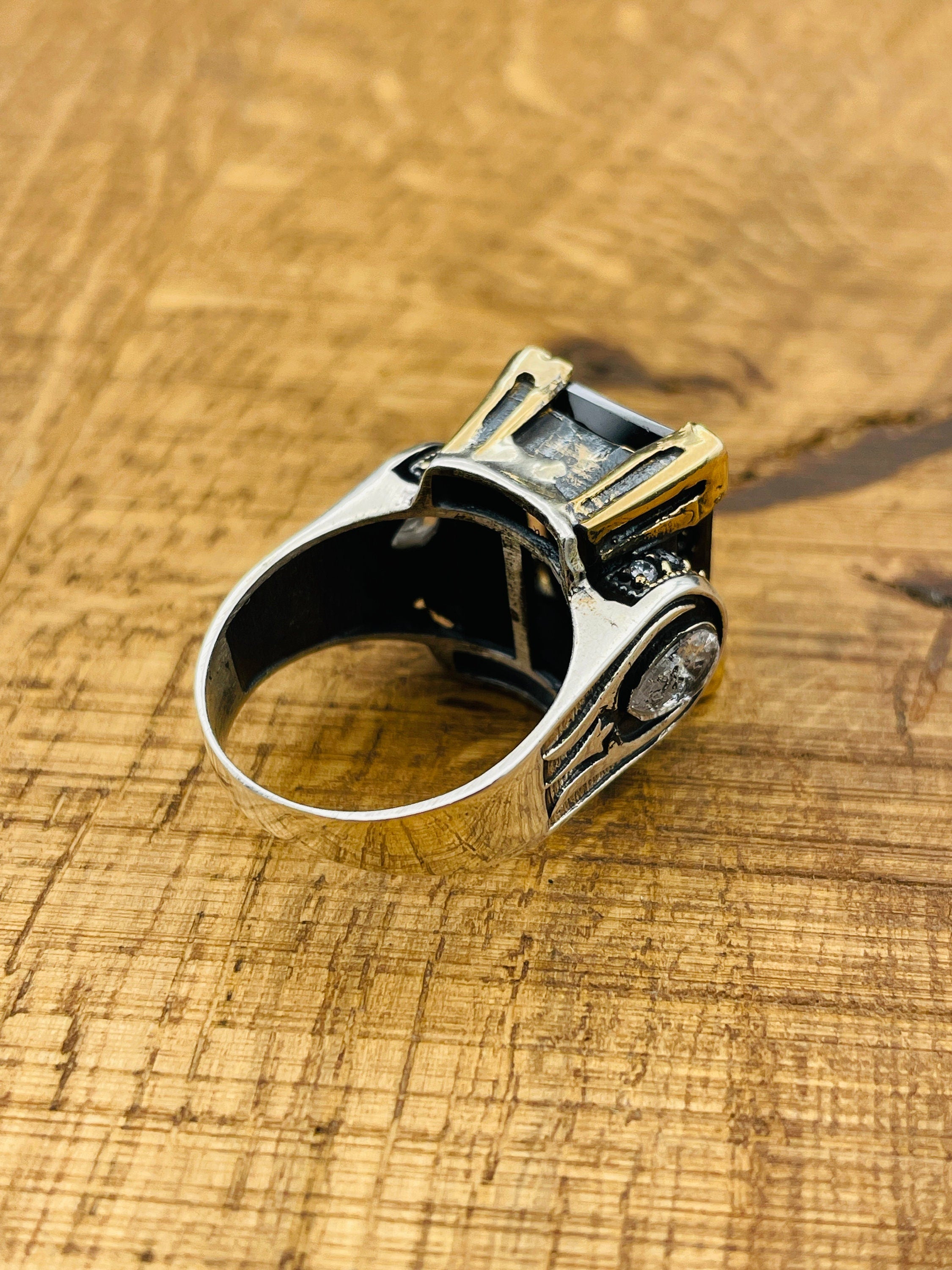 خاتم عثماني من الفضة الإسترلينية والجزع مصنوع يدويًا للنساء | مجوهرات تركية أصلية من الحرفيين