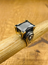 خاتم عثماني من الفضة الإسترلينية والجزع مصنوع يدويًا للنساء | مجوهرات تركية أصلية من الحرفيين