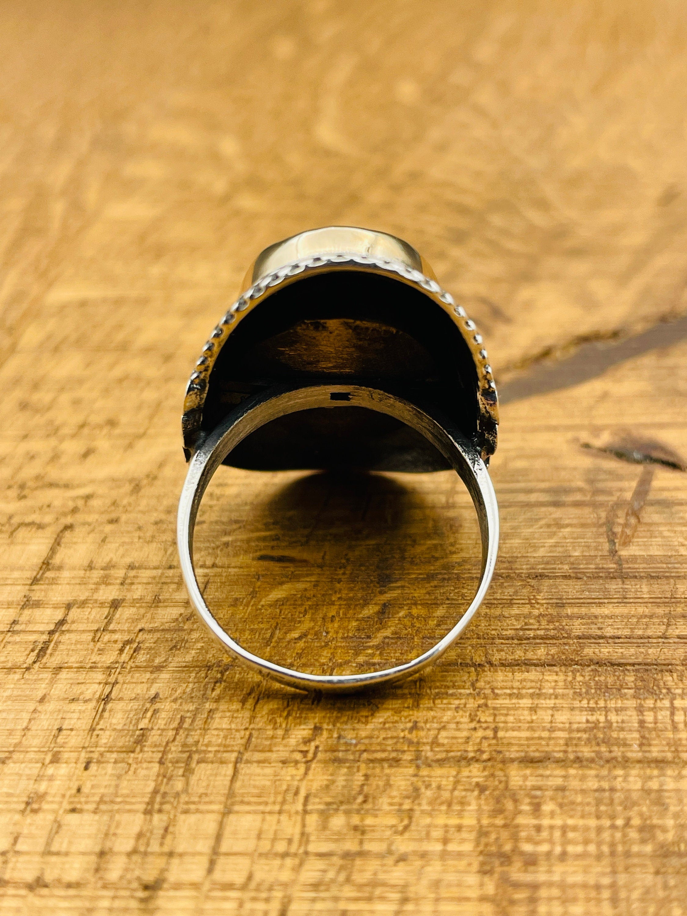 خاتم فضة استرلينية بلون أخضر بارايبا النابض بالحياة - مجوهرات بيان يدوية الصنع على الطراز العثماني