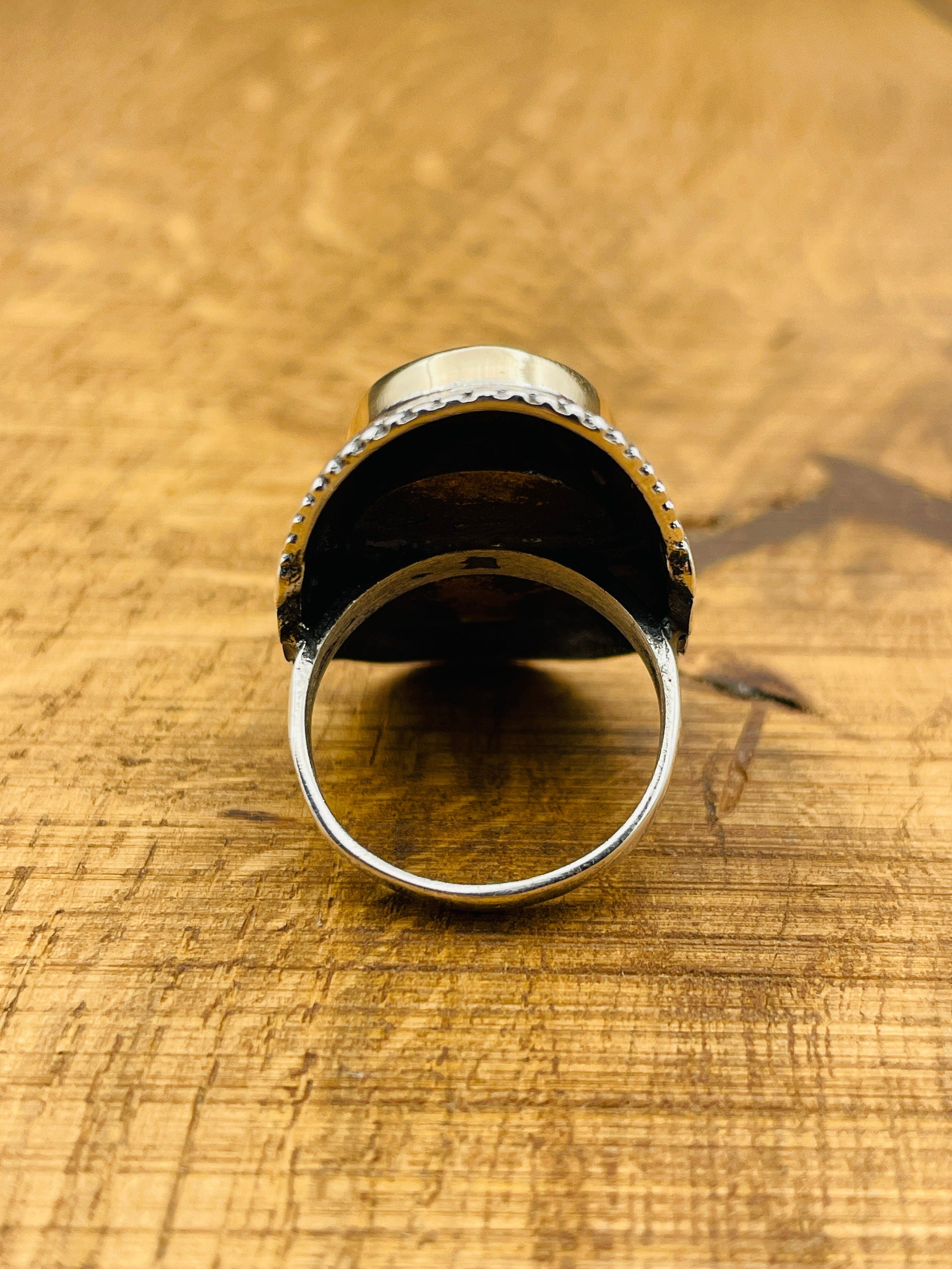 خاتم فضة استرليني 925 مزين بحجر أكوامارين أزرق تركي مصنوع يدوياً بشكل رائع