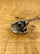 Men's Black Onyx Square Stone Silver Ring