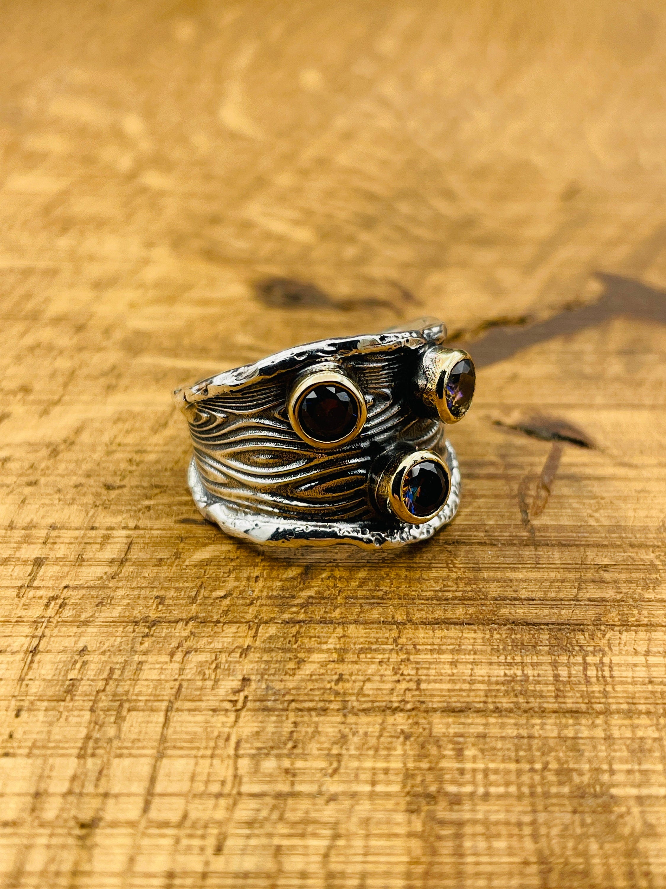 Men's Black Onyx Square Stone Silver Ring