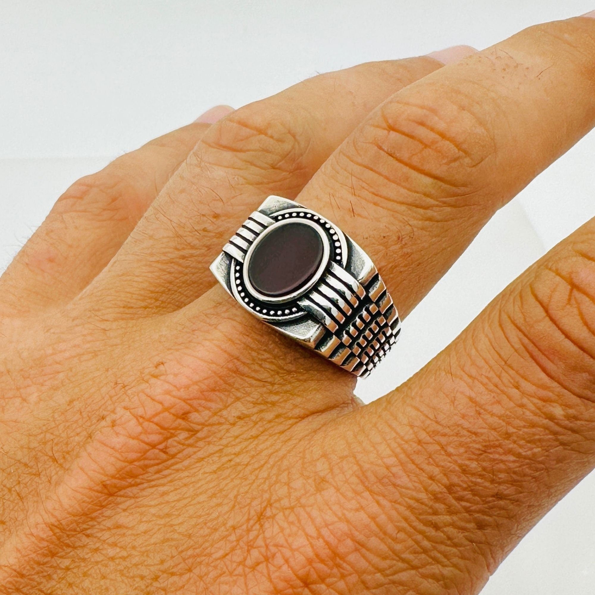 Black Onyx Stone Men's Ring