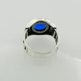 Bague carrée en argent avec saphir bleu turc pour homme