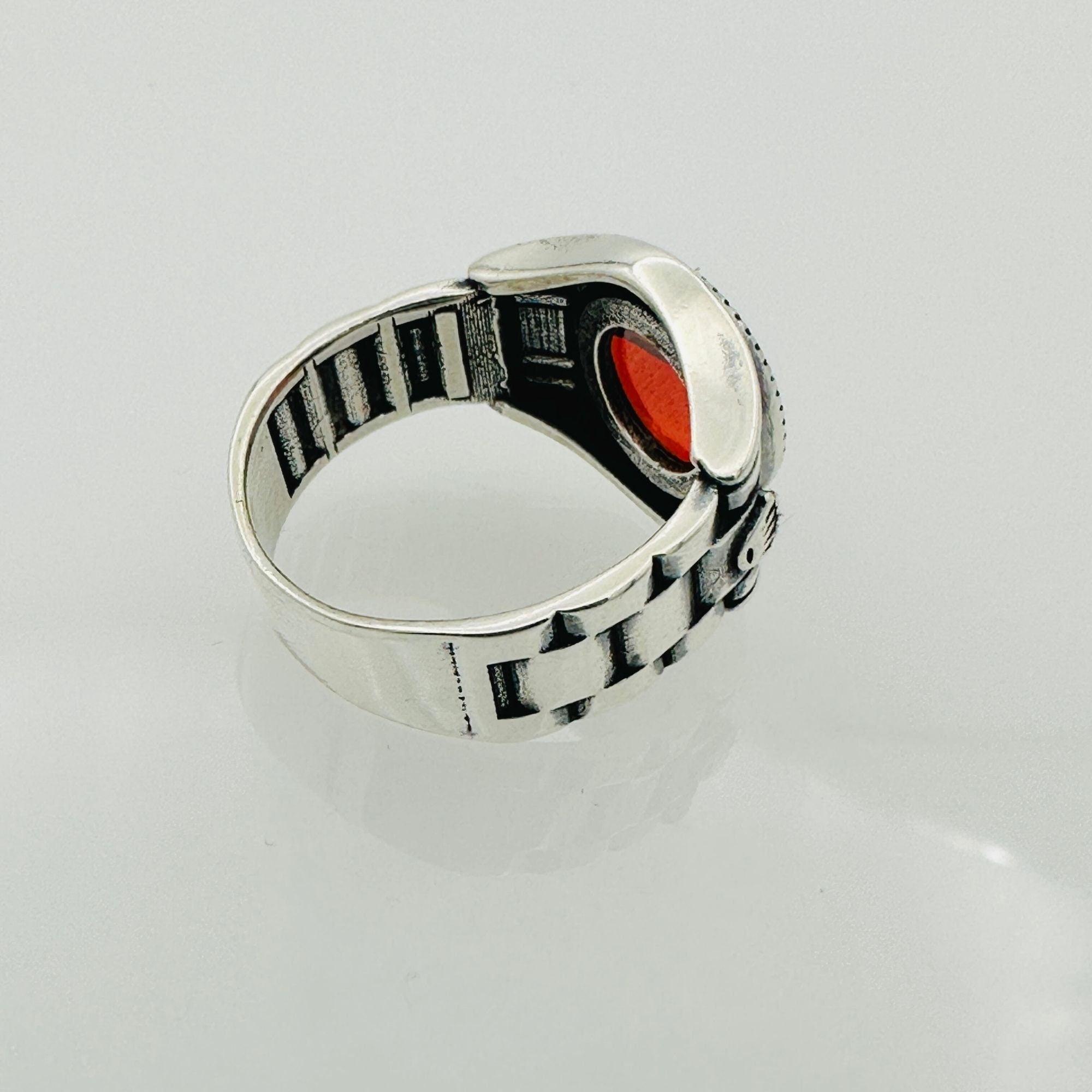 Men's Aquamarine Square Silver Ring