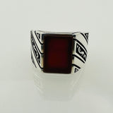Men's Natural Green Agate Square Sterling Silver Ring