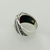 Men's Natural Green Agate Square Sterling Silver Ring