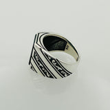 Men's Green Aqeeq Square Sterling Silver Gemstone Ring