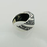 Men's Red Aqeeq Square Gemstone Sterling Silver Ring