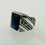 Women's Oval Emerald Stone Sterling Silver Ring