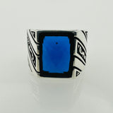 Women's Oval Emerald Stone Sterling Silver Ring