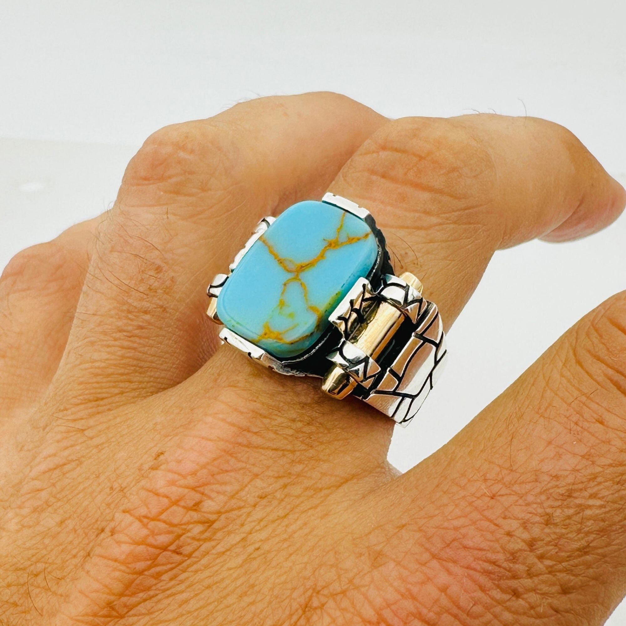 Brown Tiger's Eye Square Silver Ring