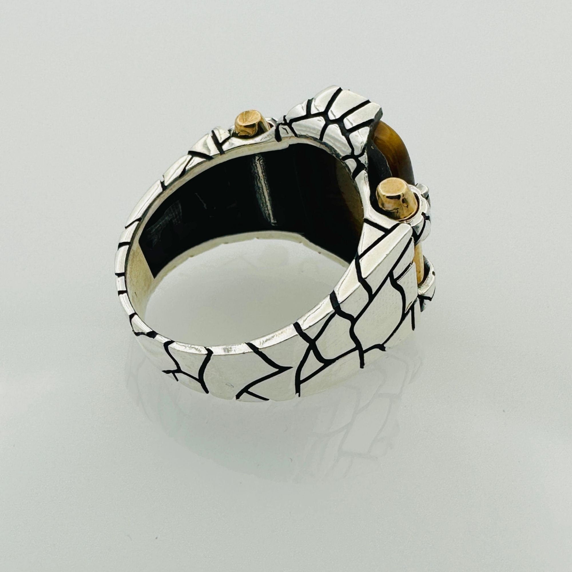 Men's Turkish Blue Sapphire Round Silver Ring